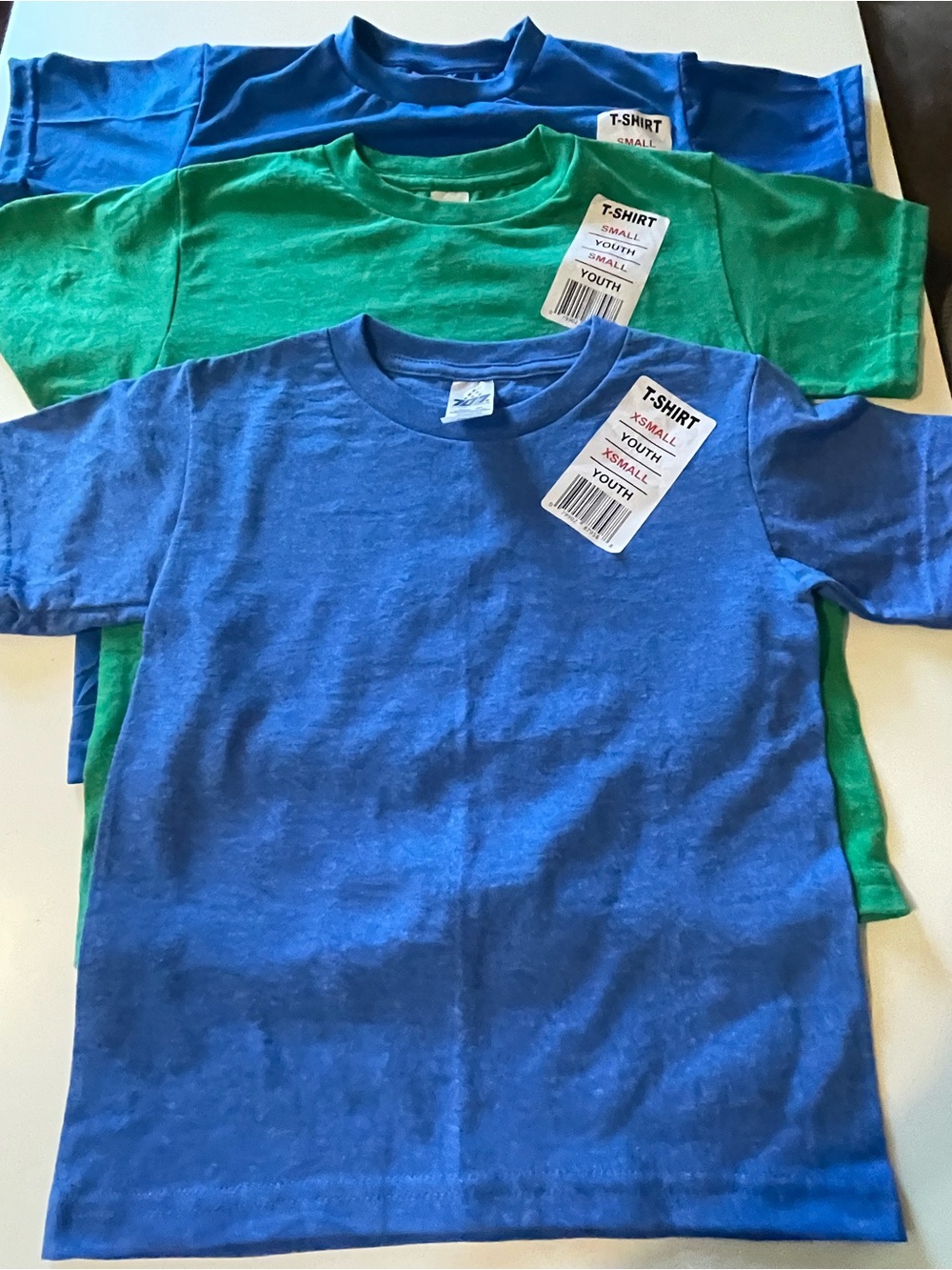 Youth Basic Crewneck T-Shirt - Blue & Green - Unbranded